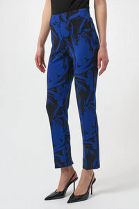 Joseph Ribkoff Floral Print Trouser in black royal saphire - women's pants