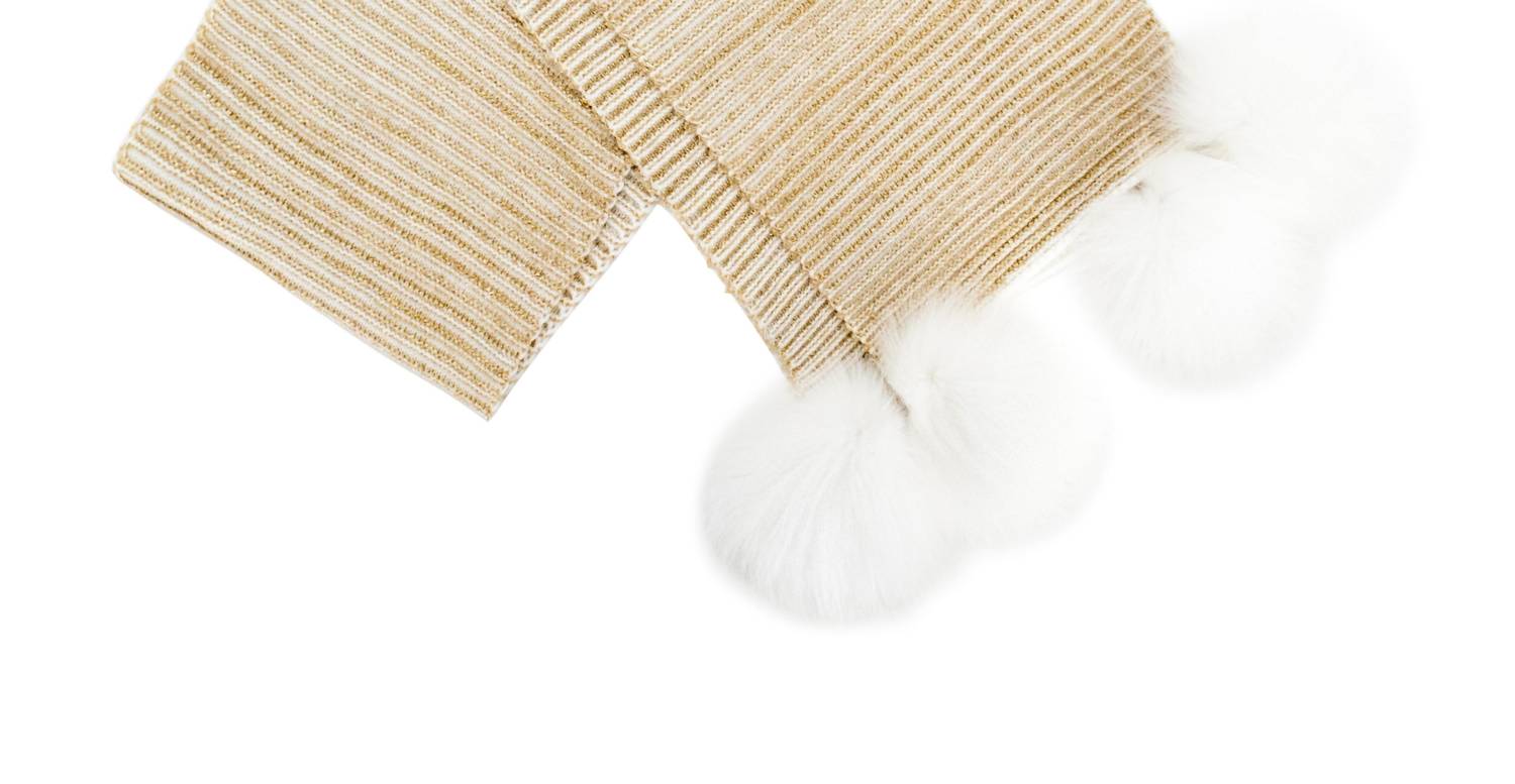 Mitchie'S Matchings - Women's Ribbed Fox Pom Scarf