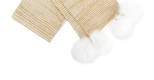 Mitchie'S Matchings - Women's Ribbed Fox Pom Scarf