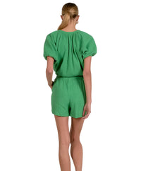 ELAN Short Sleeve Gauze Top in kelly green - women's blouse - view 4