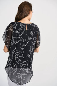 Joseph Ribkoff - Face Time Print Overlay Top