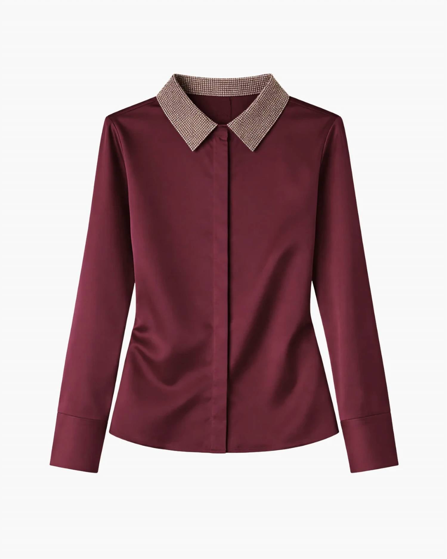 Go By Go Silk - Le Blouse With Beaded Collar Top