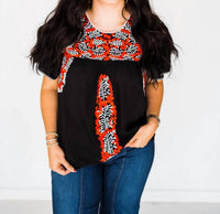 Layerz Clothing - Flutter Sleeve Embroidered Top