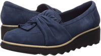 Clarks Women's Sharon Dasher Wedge Loafer in navy - women's flats - view 4