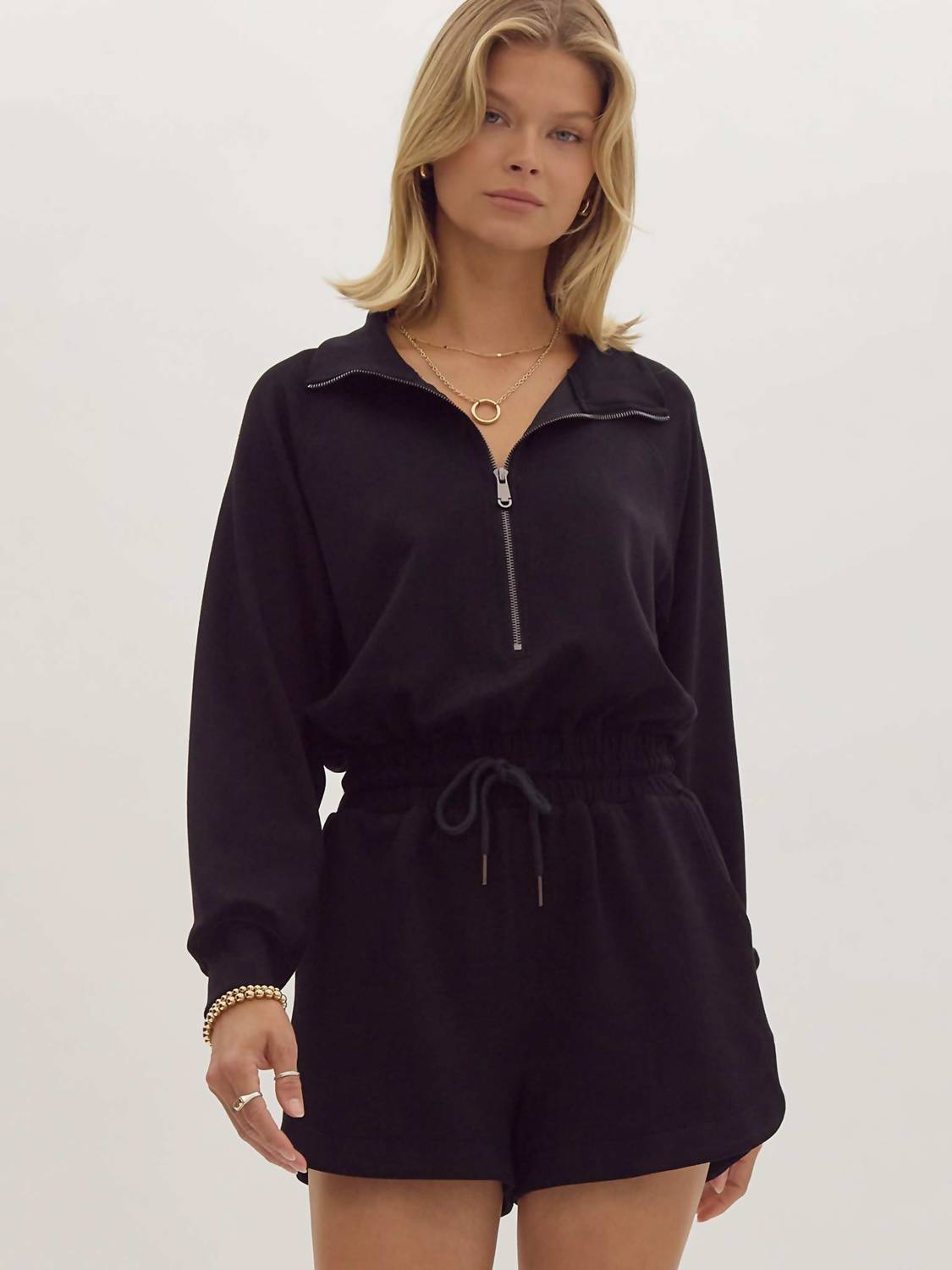 Entro - Long Sleeve Collared Romper