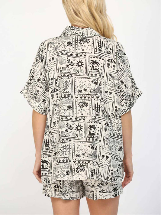 Fate - Tropical Print Collared Shirt