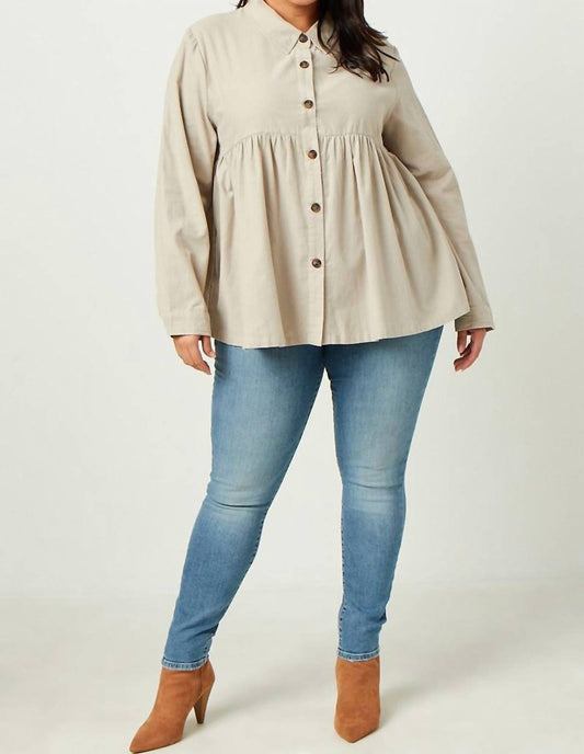 Hayden La - Corduroy Button Up Peplum Shirt