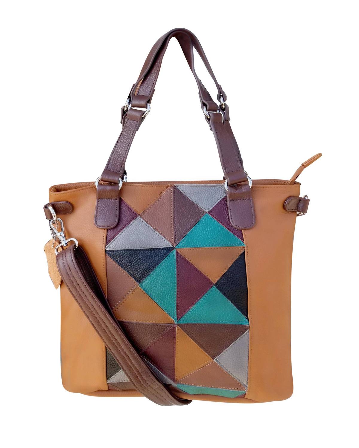Roma Leathers Women's Top Grain Cowhide Tote Crossbody Bag With Removable Straps in brown - women's bag