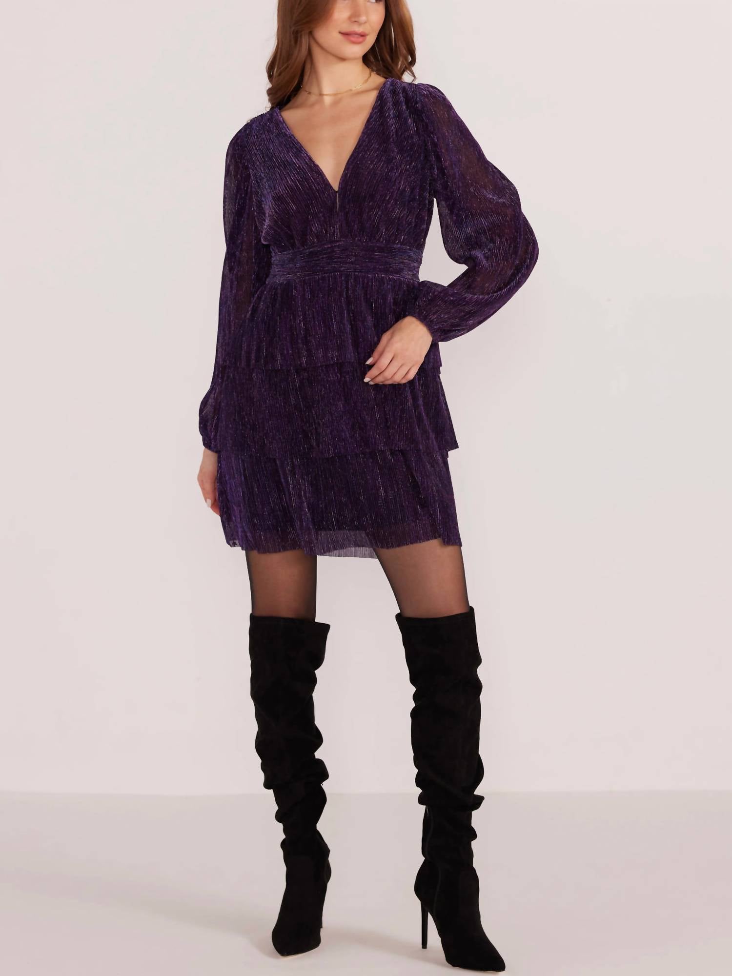 Minkpink - Enya Lurex Plisse Mini Dress