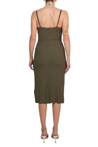 Laundry By Shelli Segal - Spaghetti Strap Cowl Neck Slit Side Solid Knit Dress