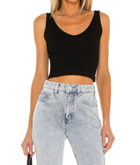 Free People Women's Solid Rib Brami Top in black - women's tank top