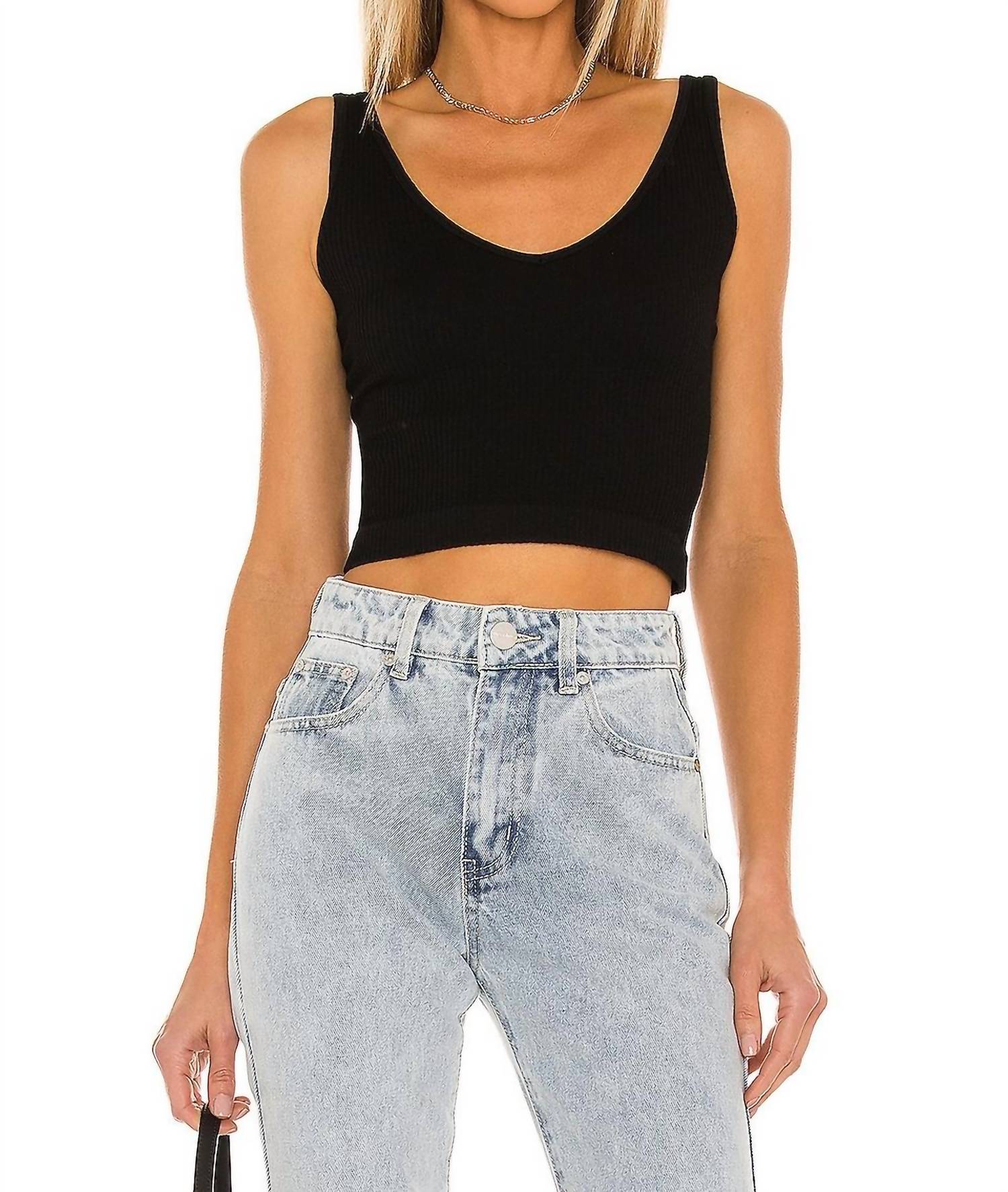 Free People Women's Solid Rib Brami Top in black - women's tank top