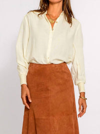 Elizabeth James The Label Emily Button Down Top in brown - women's shirt