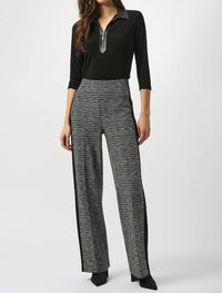 Joseph Ribkoff Glen Plaid Jacquard Wide Leg Pants in black white 1 - women's pants