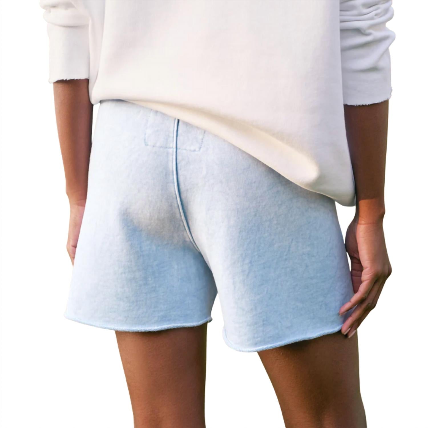 Frank & Eileen Pearl Fleece Cotton Shorts in blue - women's shorts - detail view