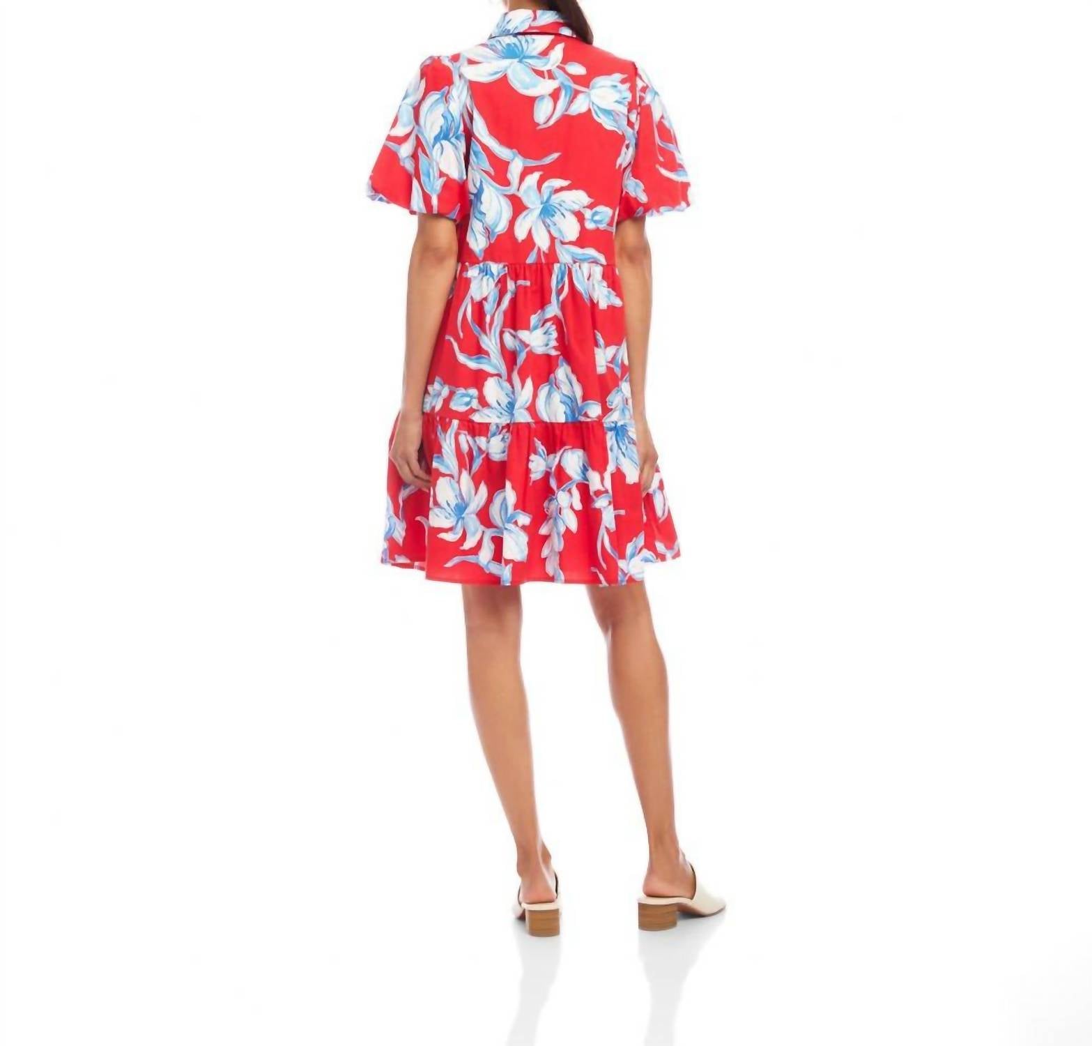 Karen Kane - Puff Sleeve Tiered Shirtdress