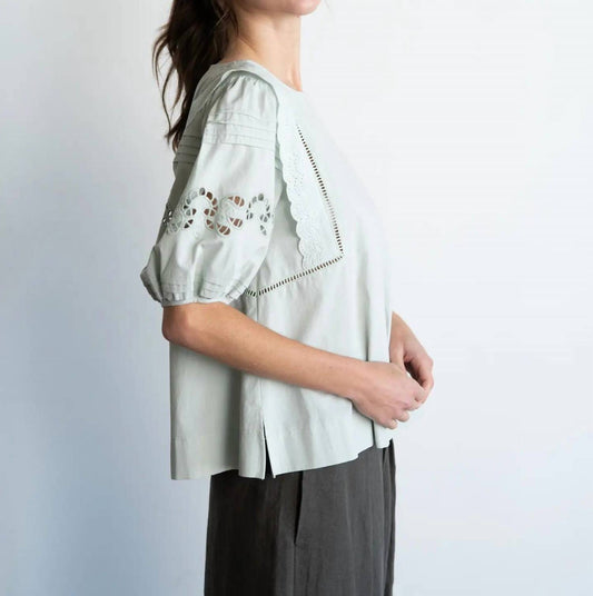 Elle Grey - Embroidered Puff Sleeve Blouse