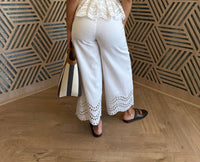 English Factory - Eyelet Trim Linen Wide Leg Pants