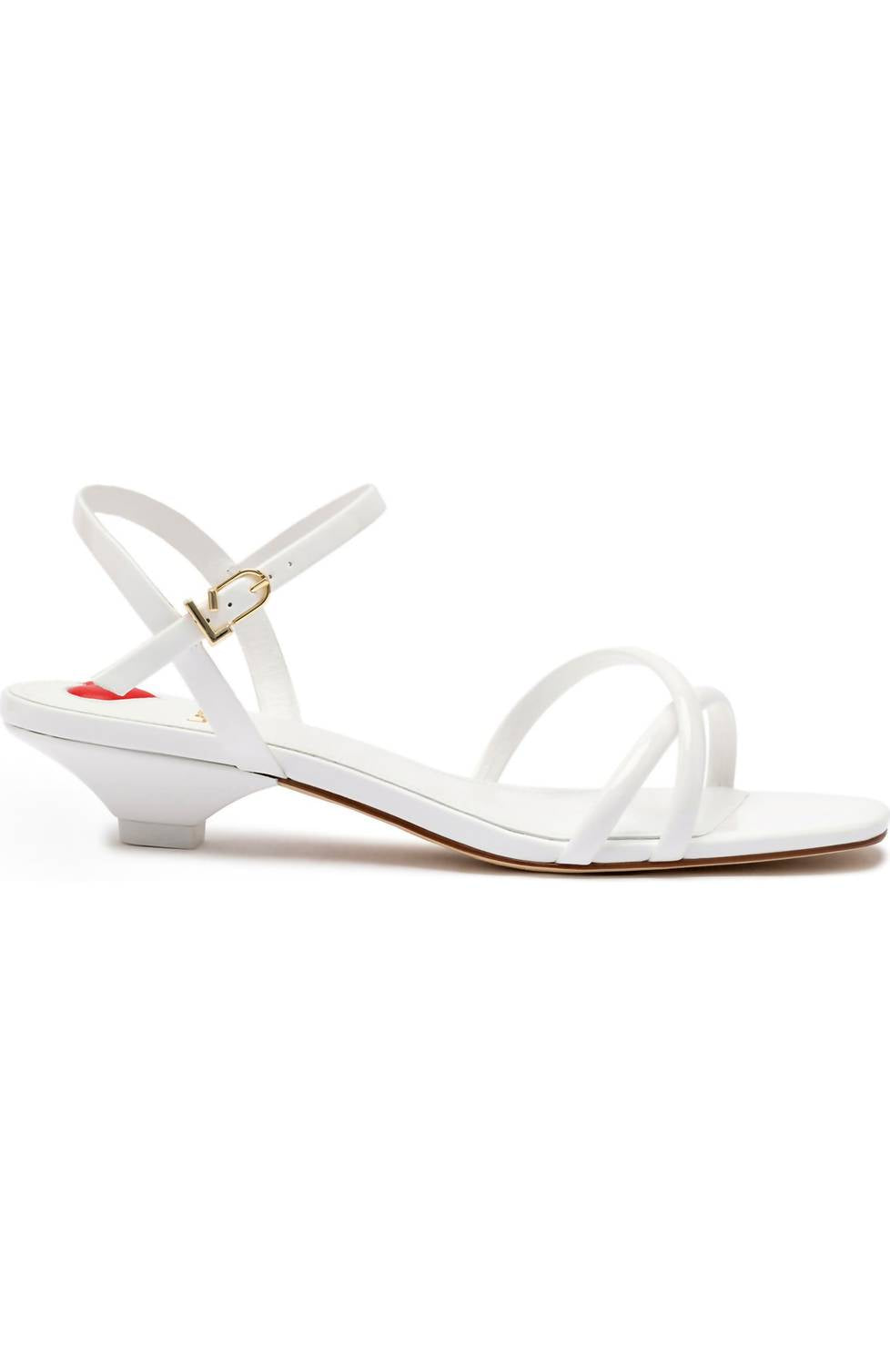 Larroude Women's Charlotte Strappy Patent Leather Kitten Heel Sandals in white - women's sandal