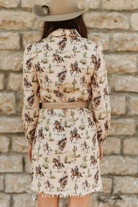 Lucky & Blessed - Western Puff Sleeve Bow Dress