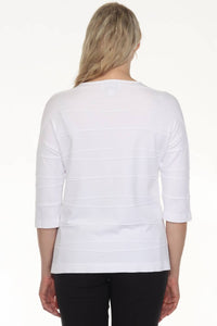 Joseph Ribkoff - Textured Stripe V-neck 3/4 Sleeve Knit Top