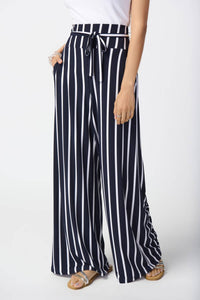 Joseph Ribkoff - Striped Silky Knit Wide-Leg Pants
