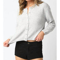 OLIVACEOUS Anabel Knit Cardigan in heather grey - women's cardigan