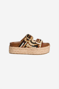 STEVE MADDEN Women's Klare Platform Sandals in brown multi - women's sandal - detail view