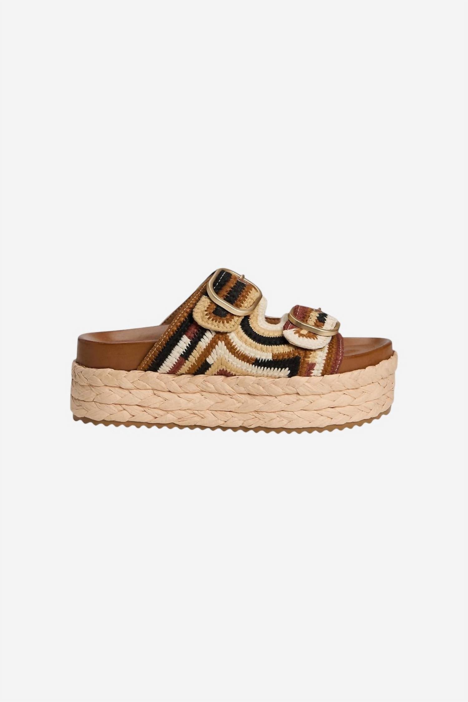 STEVE MADDEN Women's Klare Platform Sandals in brown multi - women's sandal - detail view