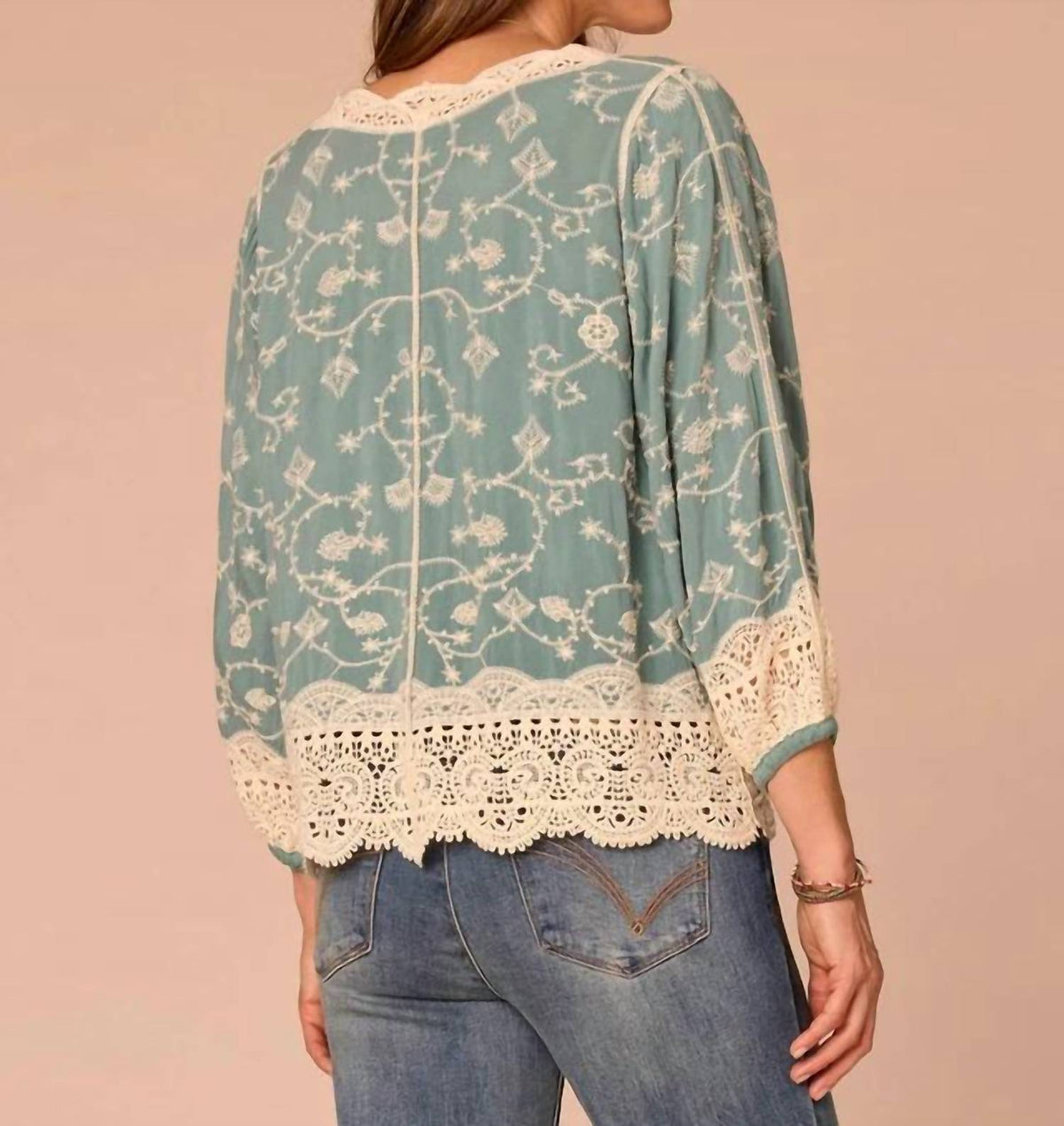 Democracy - 3/4 Blouson Sleeve Open Front Cropped Woven Jacket