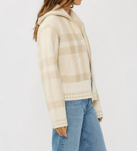 Lovestitch - Plaid Knit Zip-up Bomber Jacket