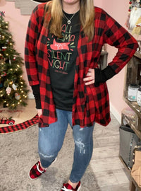Blakeley - Buffalo Plaid Drape Front Cardigan