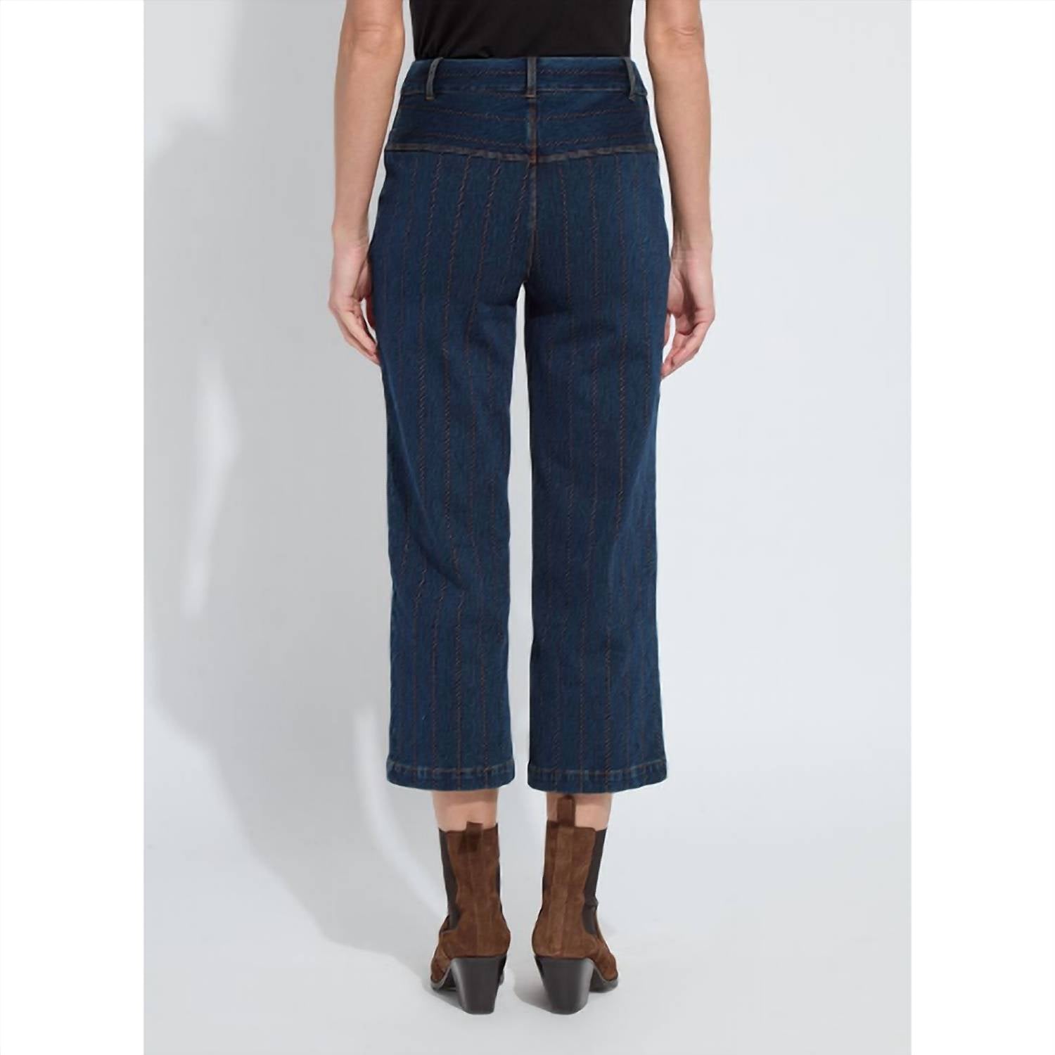 Lysse Landon Embroidered Wide Leg Pants in indigo - women's pants - view 4