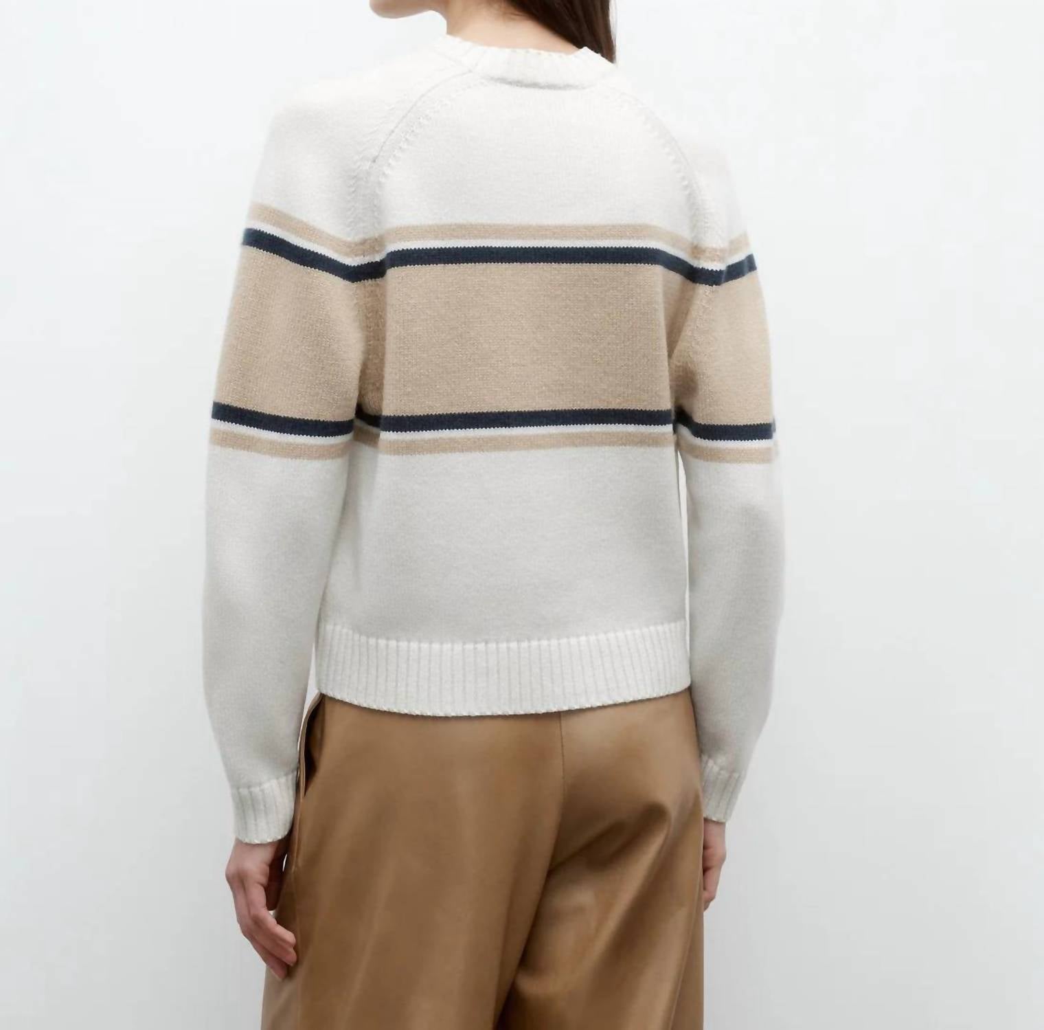 Twp - Saddle Crewneck Sweater With Stripes