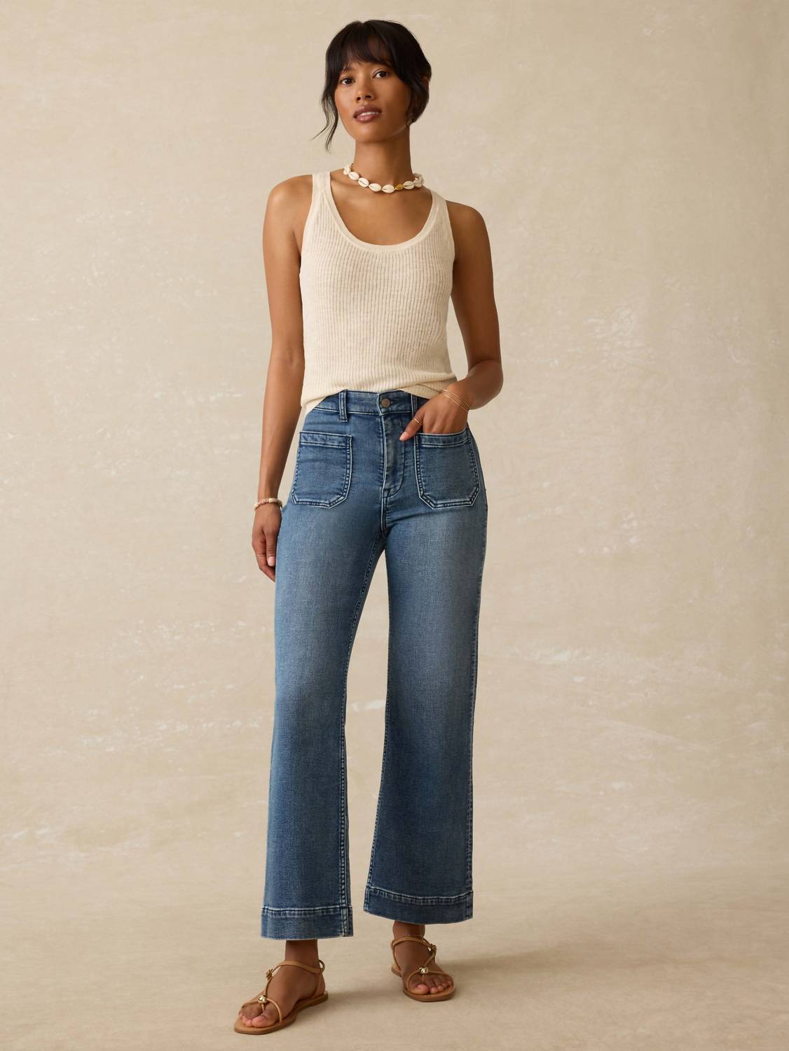 Faherty - Women's Stretch Terry Patch Pocket Ankle Top