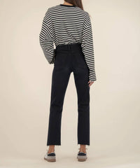 KUT FROM THE KLOTH Kelsey High Rise Ankle Flare Jeans With Raw Hem in black - women's jeans - alternate view