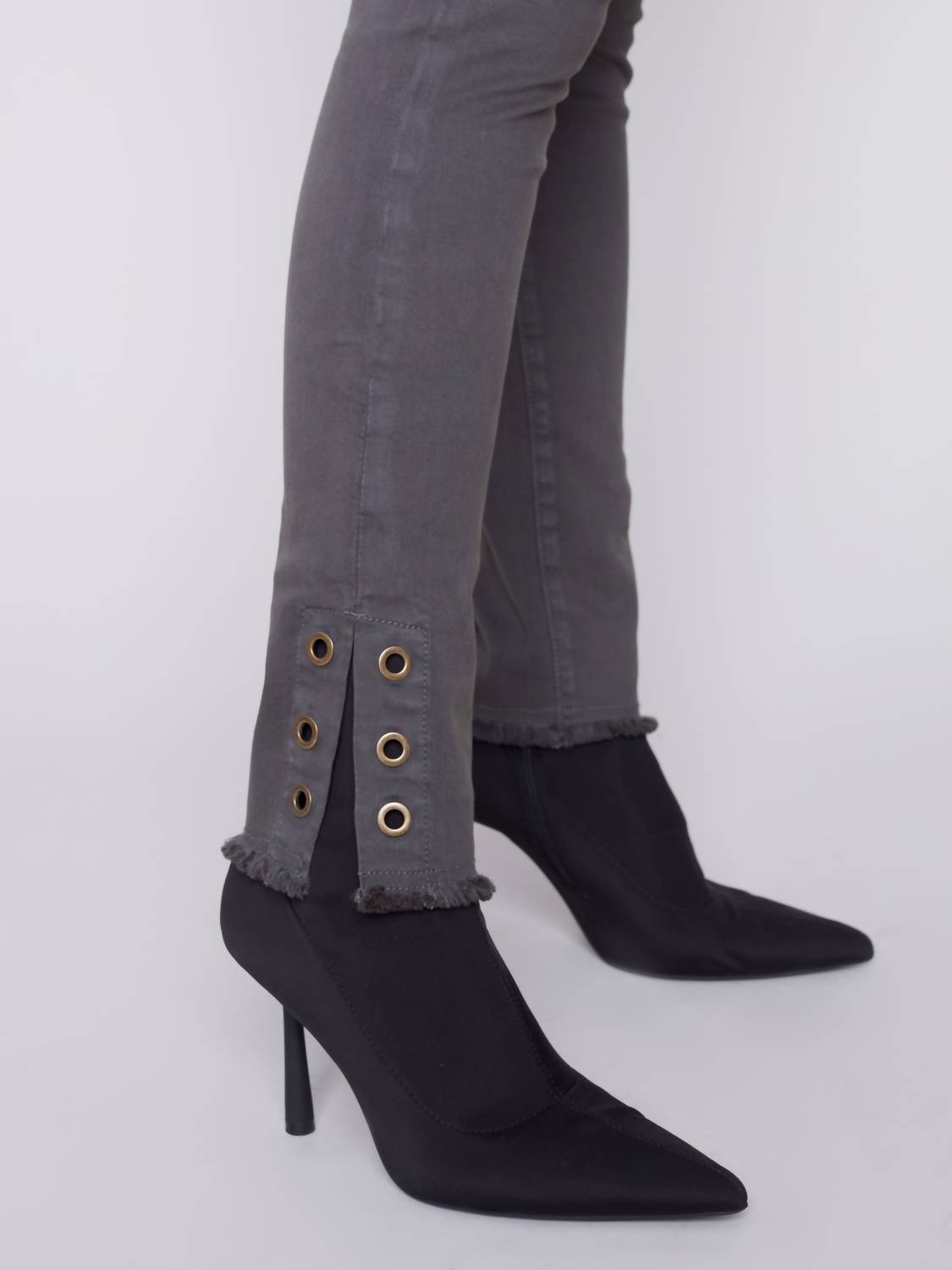 Charlie B - Eyelet Pants With Side Slits
