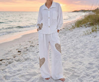 Made in Italy Amore Linen Button-Down Shirt in italy amore linen button down shirt in white - women's shirt - view 5