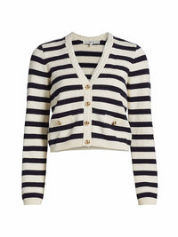 FRAME The Harbor Cardigan in navy stripe - women's cardigan - view 4