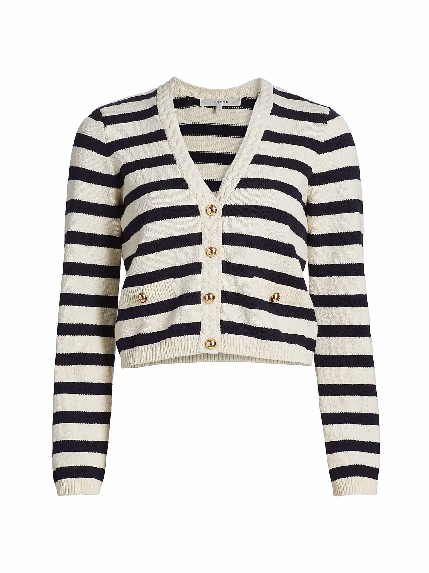 FRAME The Harbor Cardigan in navy stripe - women's cardigan - view 4