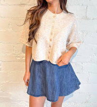 OLIVACEOUS Livia Boxy Cropped Cardigan in cream - women's cardigan