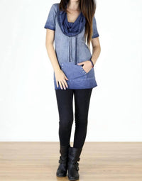 Tough Luv - Cotton Short Sleeve Cowl Neck Tunic Top