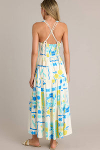Illa Illa Printed Maxi Dress in blue lime - women's dress - view 4
