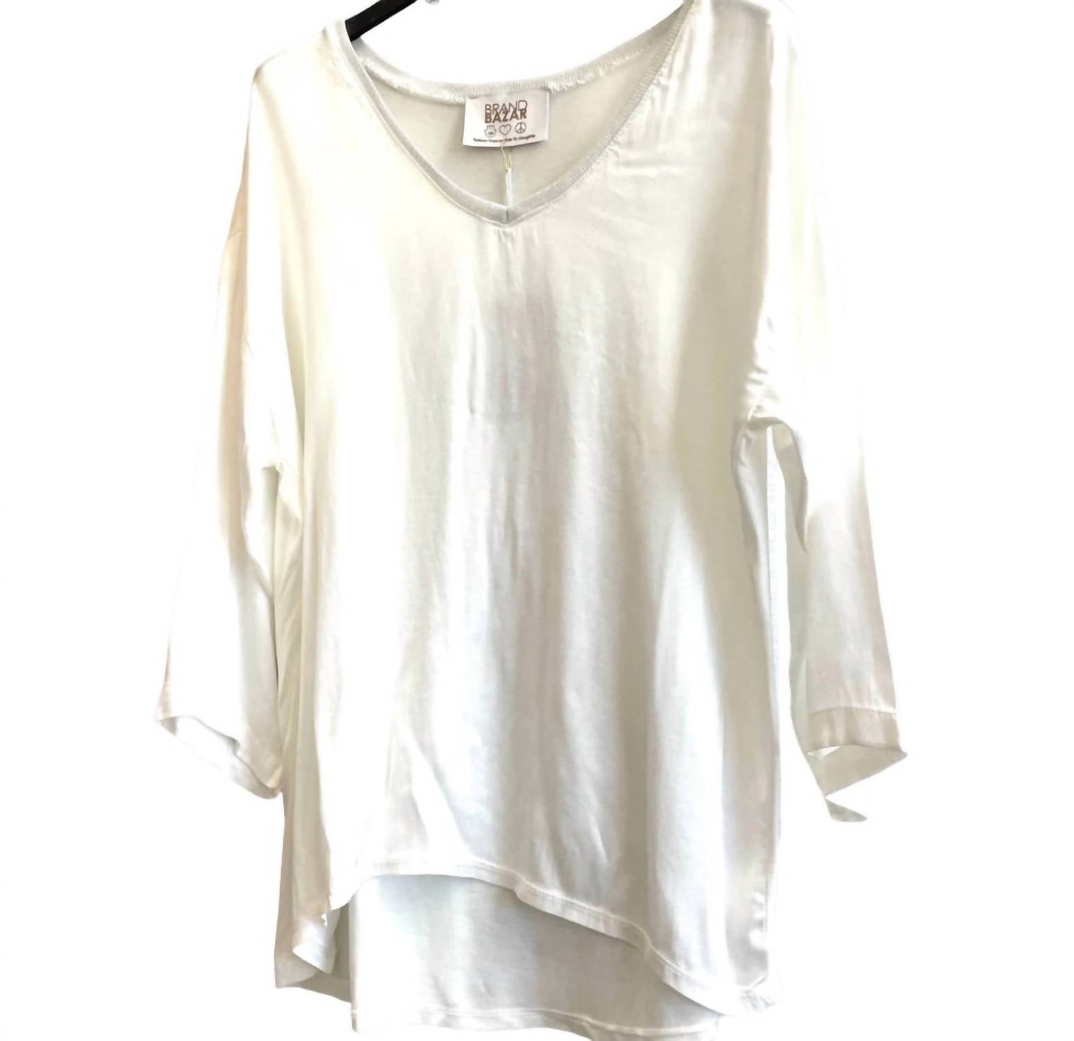 Brand Bazar - Satin V-neck Top One Size