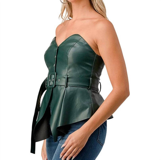 Evenuel - Vegan Leather Peplum Top