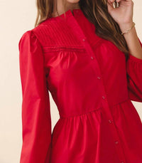 Tcec - Pintuck Yoke Detail Mini Dress