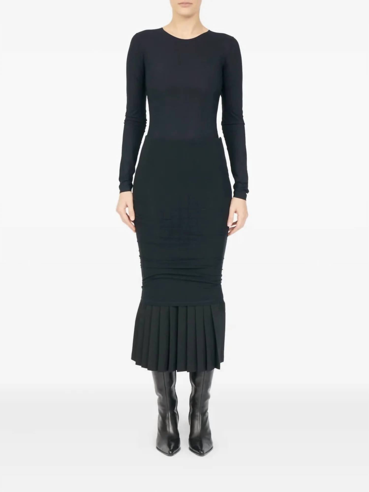 Maison Margiela Long Pleated Skirt in off black - women's skirt - view 4