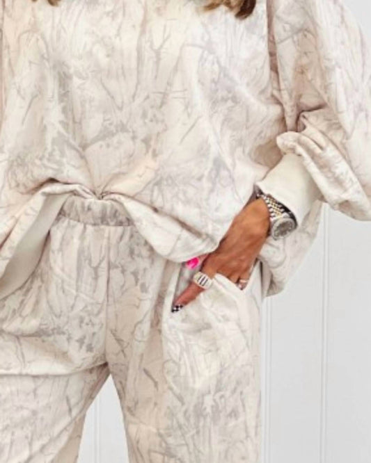 Jupiter & Me - Cream Camo Pants Set