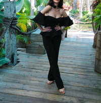 Little Secret Of Mine - Off The Shoulder Peplum Top & Flare Leg Jumpsuit
