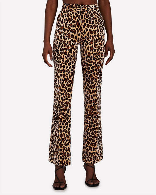 Frame - Frame Womens Pants Size 2 Leopard Velvet Mini Boot Trouser High Waist